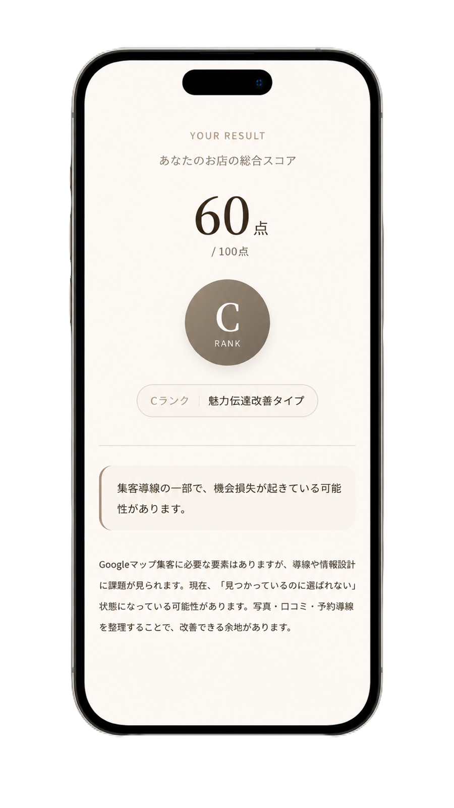 無料診断の総合スコア画面